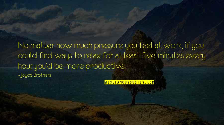Be More Productive Quotes By Joyce Brothers: No matter how much pressure you feel at