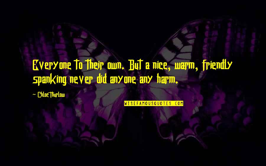 Be Nice To Everyone Quotes By Chloe Thurlow: Everyone to their own. But a nice, warm,