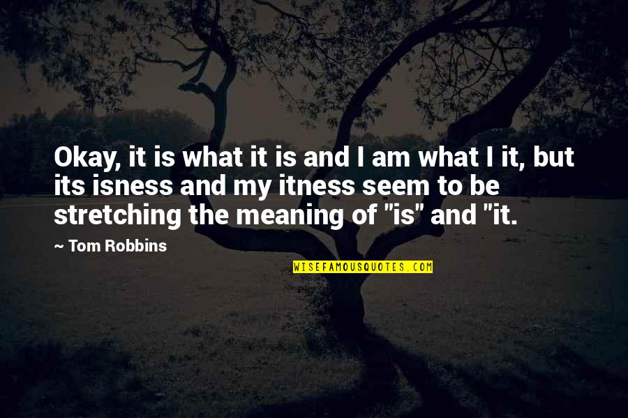 Be Okay Quotes By Tom Robbins: Okay, it is what it is and I Be Okay Quotes By Tom Robbins: Okay, it is what it is and I