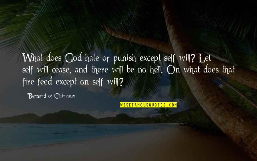 Be On Fire Quotes By Bernard Of Clairvaux: What does God hate or punish except self-will?