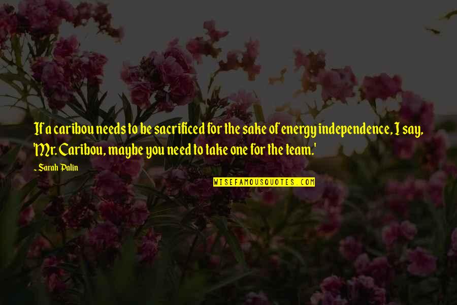 Be One Team Quotes By Sarah Palin: If a caribou needs to be sacrificed for Be One Team Quotes By Sarah Palin: If a caribou needs to be sacrificed for