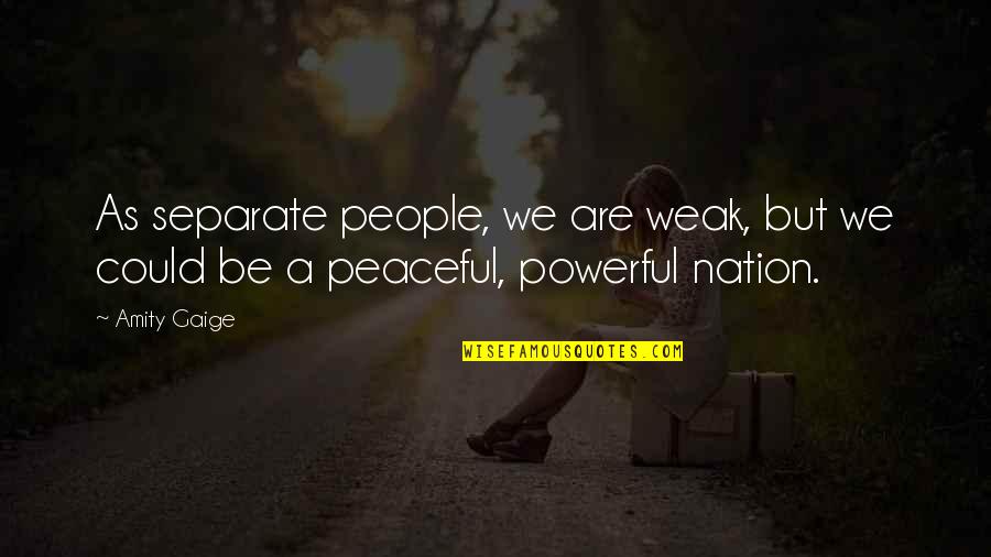 Be Peaceful Quotes By Amity Gaige: As separate people, we are weak, but we