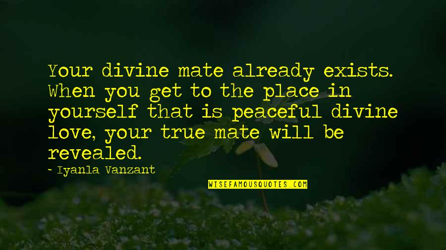 Be Peaceful Quotes By Iyanla Vanzant: Your divine mate already exists. When you get
