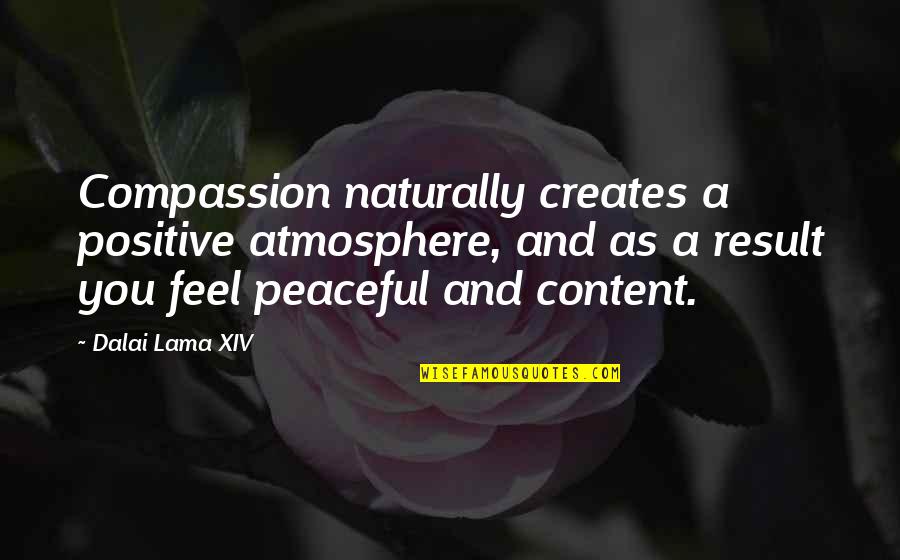 Be Positive Dalai Quotes By Dalai Lama XIV: Compassion naturally creates a positive atmosphere, and as