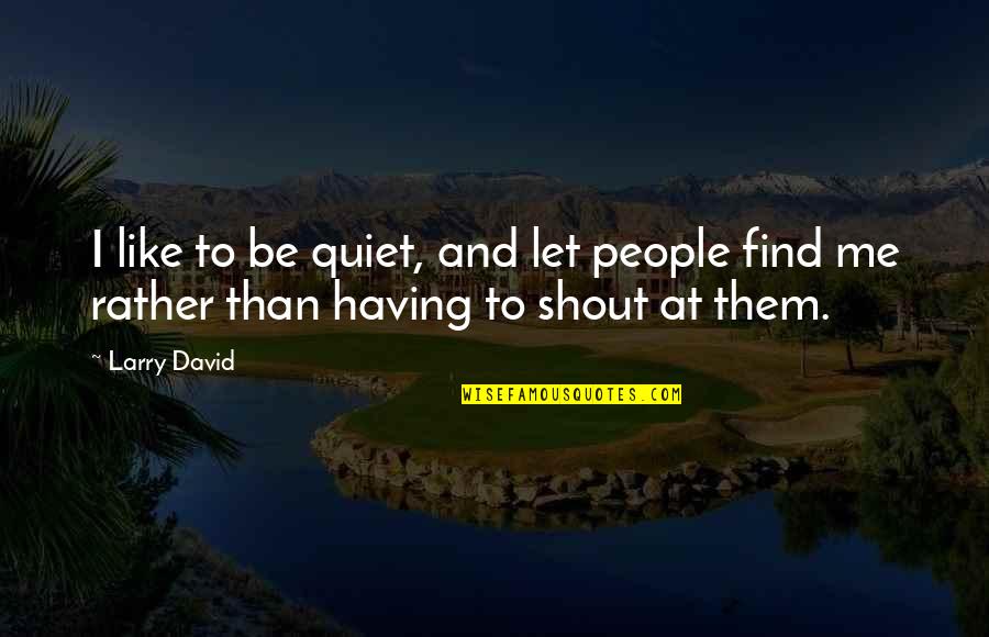 Be Quiet Quotes By Larry David: I like to be quiet, and let people