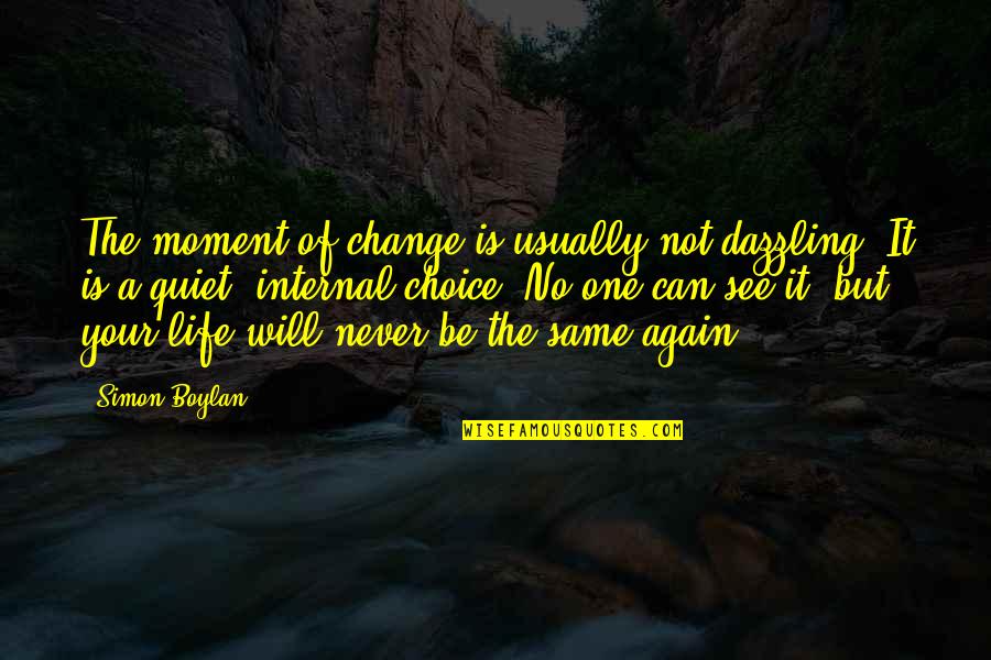 Be Quiet Quotes By Simon Boylan: The moment of change is usually not dazzling.