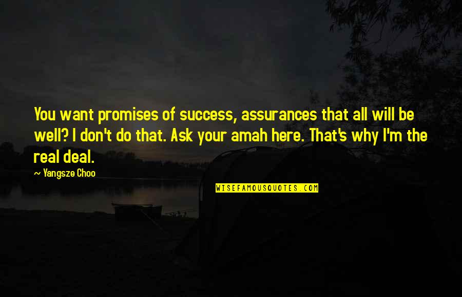 Be Real Quotes By Yangsze Choo: You want promises of success, assurances that all