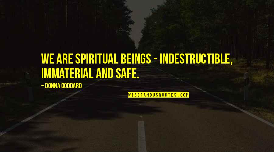 Be Safe I Love You Quotes By Donna Goddard: We are spiritual beings - indestructible, immaterial and