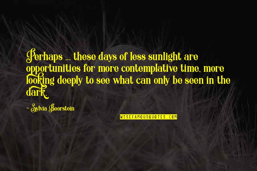 Be Seen Quotes By Sylvia Boorstein: Perhaps ... these days of less sunlight are