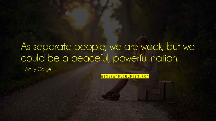 Be Separate Quotes By Amity Gaige: As separate people, we are weak, but we