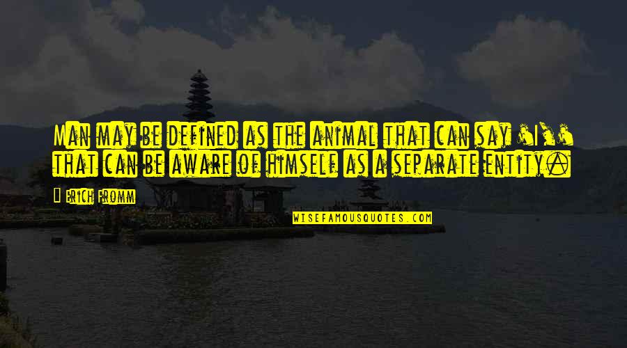 Be Separate Quotes By Erich Fromm: Man may be defined as the animal that