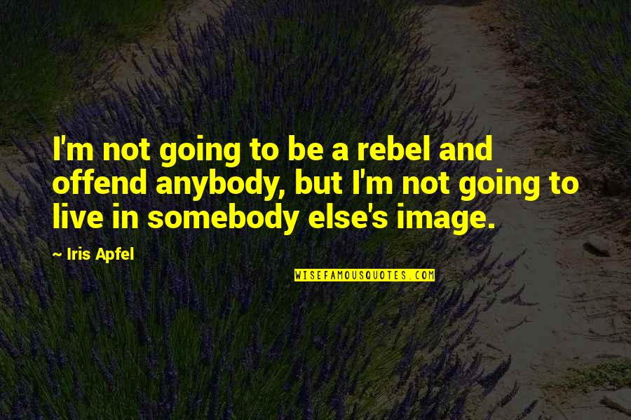Be Somebody Quotes By Iris Apfel: I'm not going to be a rebel and
