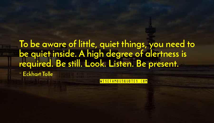 Be Still And Listen Quotes By Eckhart Tolle: To be aware of little, quiet things, you