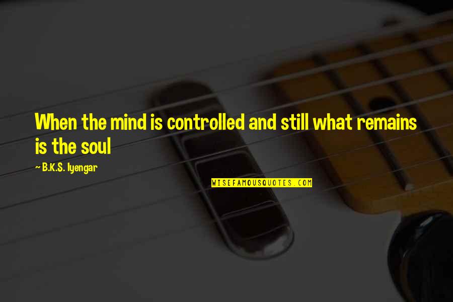 Be Still My Soul Quotes By B.K.S. Iyengar: When the mind is controlled and still what