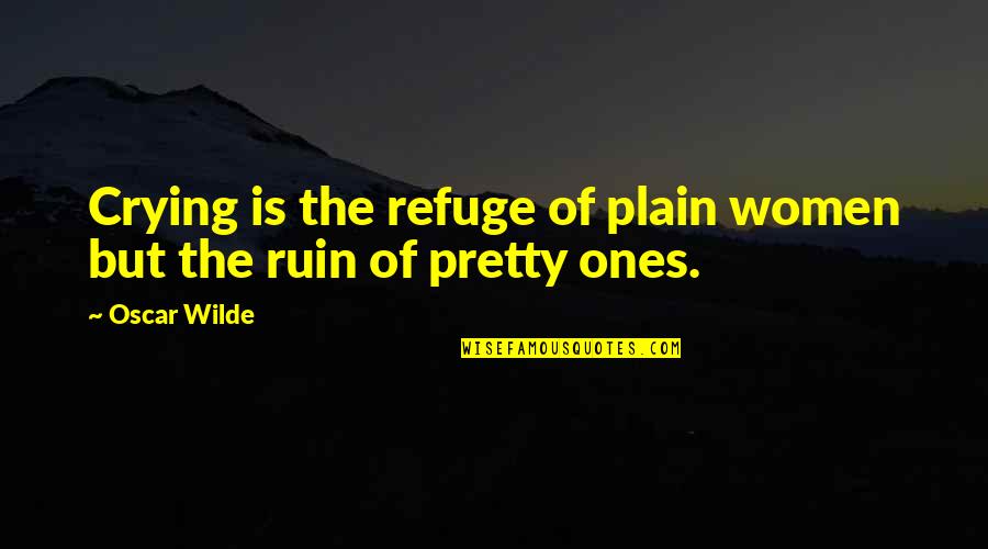 Be Still Yoga Quotes By Oscar Wilde: Crying is the refuge of plain women but