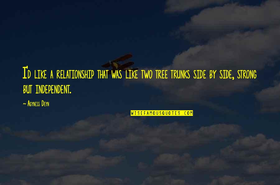 Be Strong And Independent Quotes By Agyness Deyn: I'd like a relationship that was like two