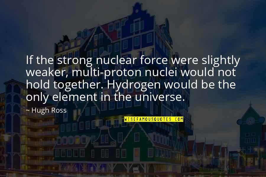 Be Strong Be Quotes By Hugh Ross: If the strong nuclear force were slightly weaker,