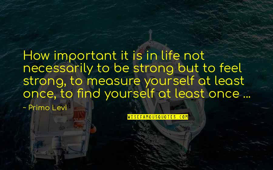 Be Strong In Life Quotes By Primo Levi: How important it is in life not necessarily