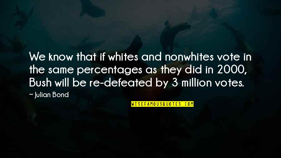 Be Strong Mentally Quotes By Julian Bond: We know that if whites and nonwhites vote Be Strong Mentally Quotes By Julian Bond: We know that if whites and nonwhites vote