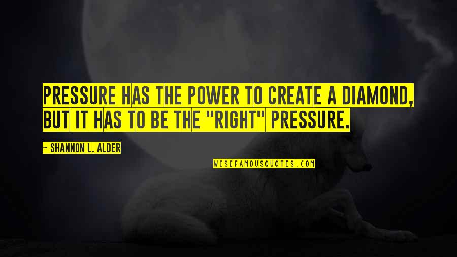 Be The Diamond Quotes By Shannon L. Alder: Pressure has the power to create a diamond, Be The Diamond Quotes By Shannon L. Alder: Pressure has the power to create a diamond,
