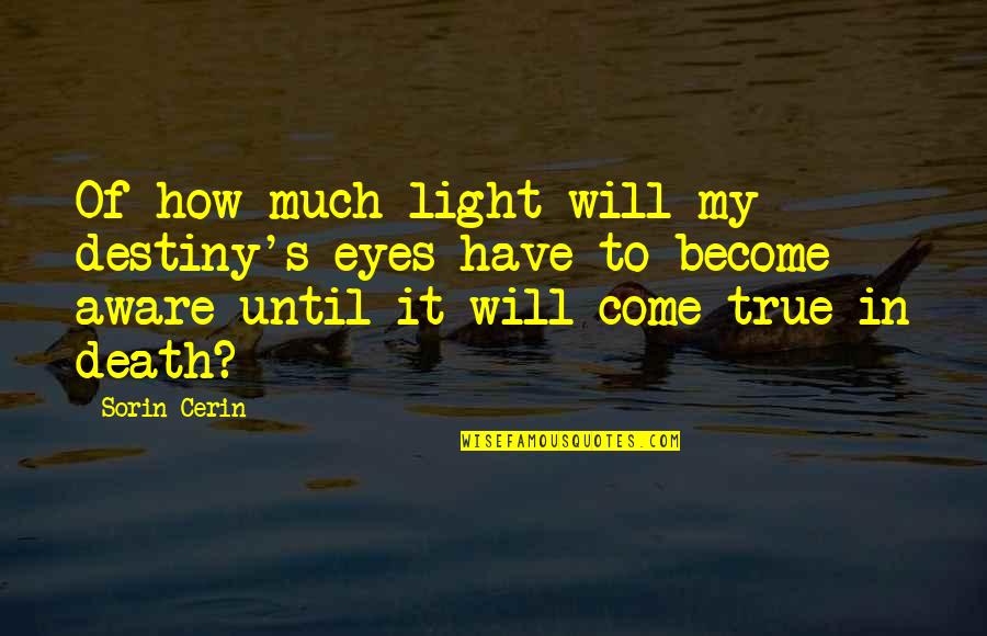 Be The Light Quote Quotes By Sorin Cerin: Of how much light will my destiny's eyes