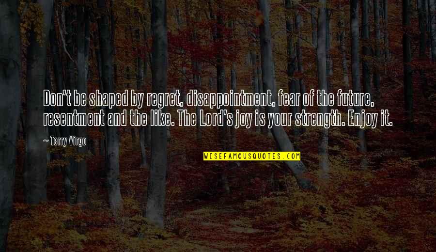Be The Strength Quotes By Terry Virgo: Don't be shaped by regret, disappointment, fear of
