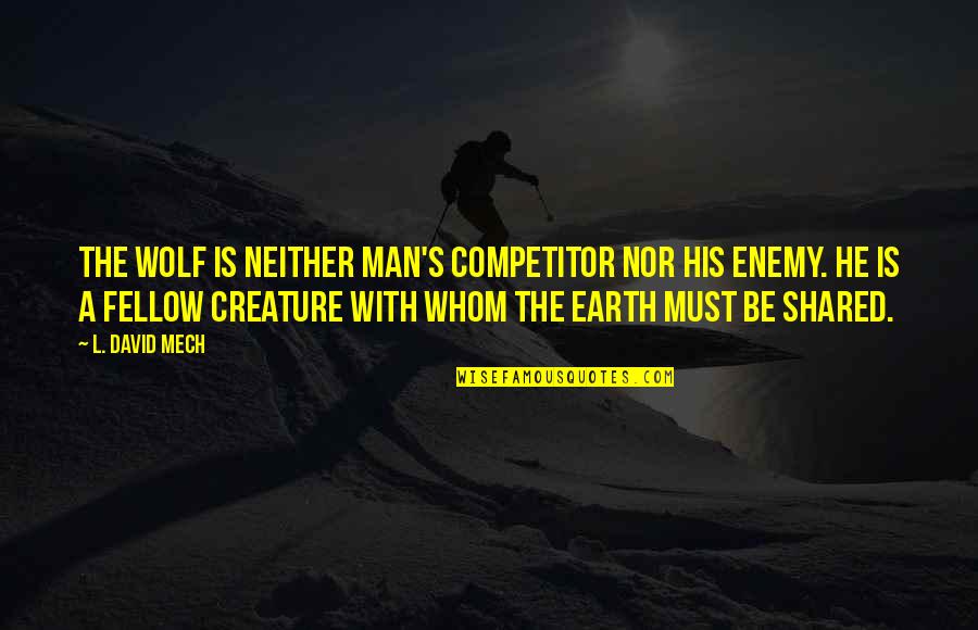 Be The Wolf Quotes By L. David Mech: The wolf is neither man's competitor nor his