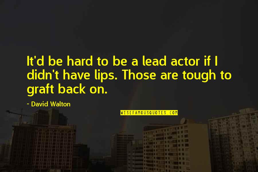 Be Tough Quotes By David Walton: It'd be hard to be a lead actor Be Tough Quotes By David Walton: It'd be hard to be a lead actor