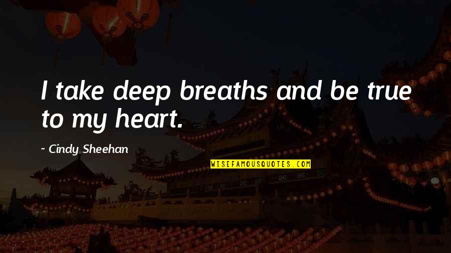 Be True Quotes By Cindy Sheehan: I take deep breaths and be true to