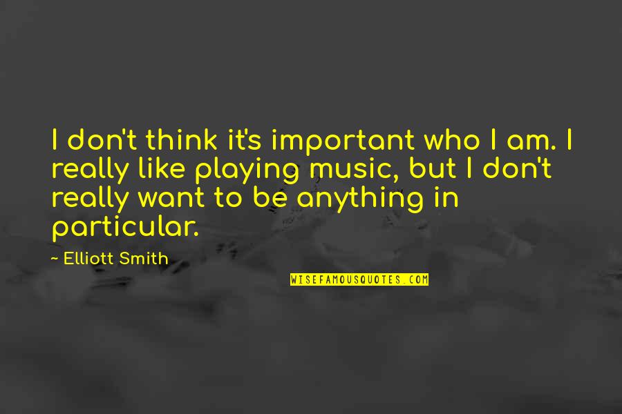 Be Who I Am Quotes By Elliott Smith: I don't think it's important who I am.