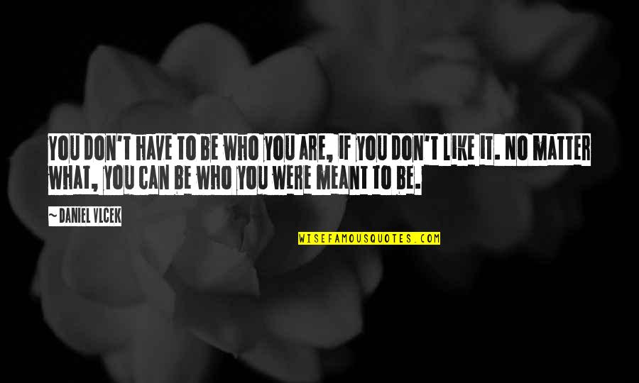 Be Who You Were Meant To Be Quotes By Daniel Vlcek: You don't have to be who you are,