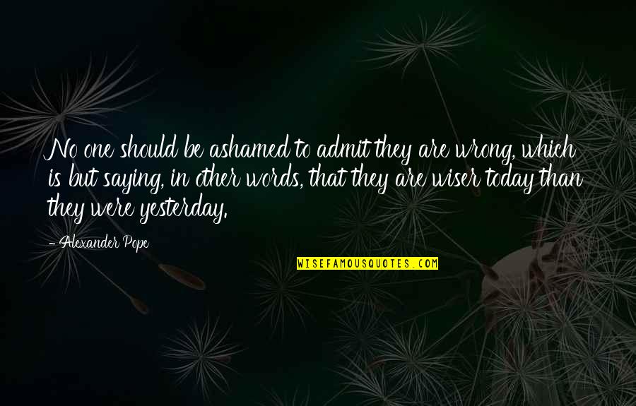 Be Wiser Quotes By Alexander Pope: No one should be ashamed to admit they