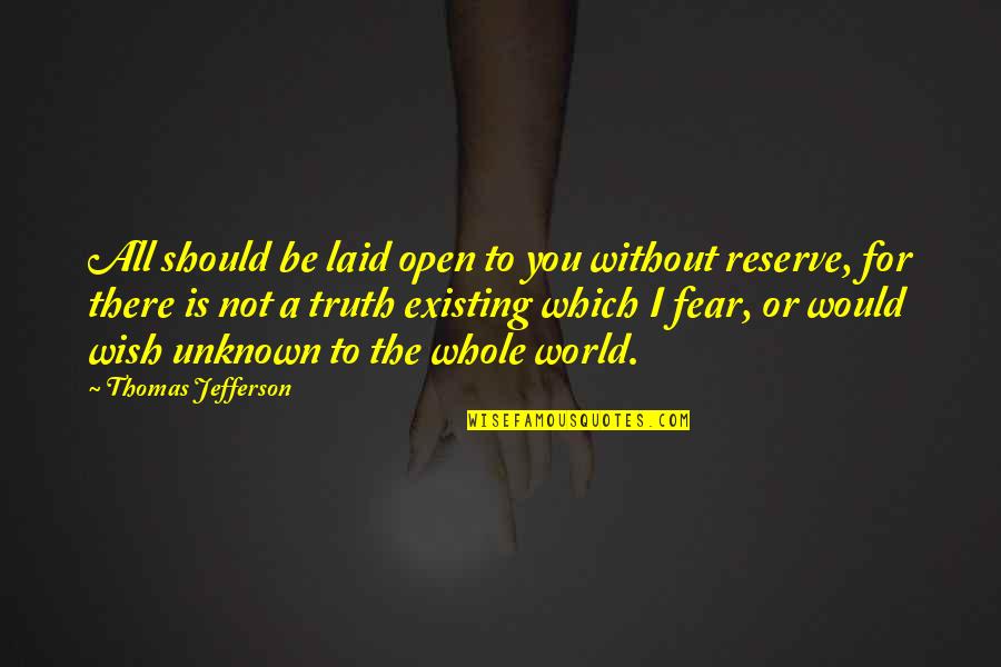 Be Without Fear Quotes By Thomas Jefferson: All should be laid open to you without