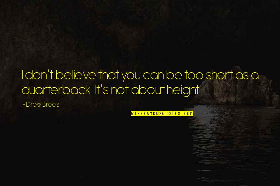 Be You Short Quotes By Drew Brees: I don't believe that you can be too