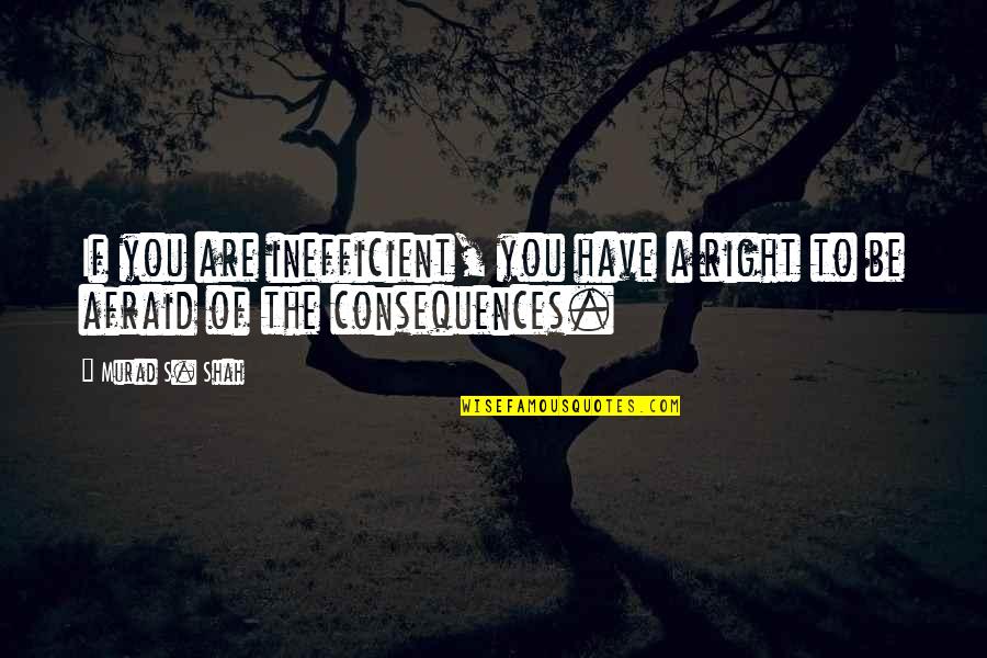 Be Your Biggest Competitor Quotes By Murad S. Shah: If you are inefficient, you have a right