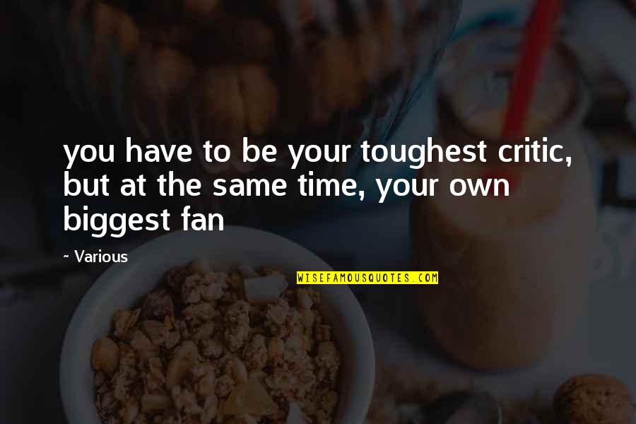 Be Your Own Fan Quotes By Various: you have to be your toughest critic, but