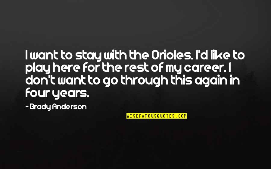 Beach And God Quotes By Brady Anderson: I want to stay with the Orioles. I'd