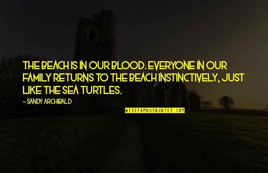 Beach And Sea Quotes By Sandy Archibald: The beach is in our blood. Everyone in