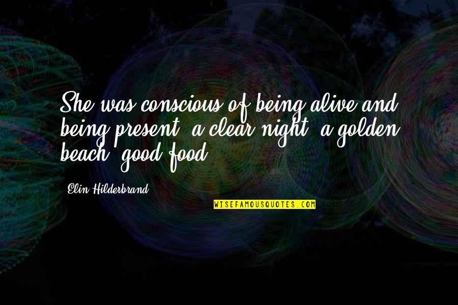 Beach At Night Quotes By Elin Hilderbrand: She was conscious of being alive and being