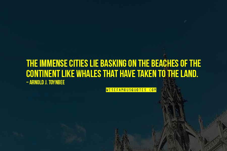 Beaches Quotes By Arnold J. Toynbee: The immense cities lie basking on the beaches Beaches Quotes By Arnold J. Toynbee: The immense cities lie basking on the beaches