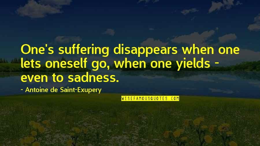 Beachum Quotes By Antoine De Saint-Exupery: One's suffering disappears when one lets oneself go,