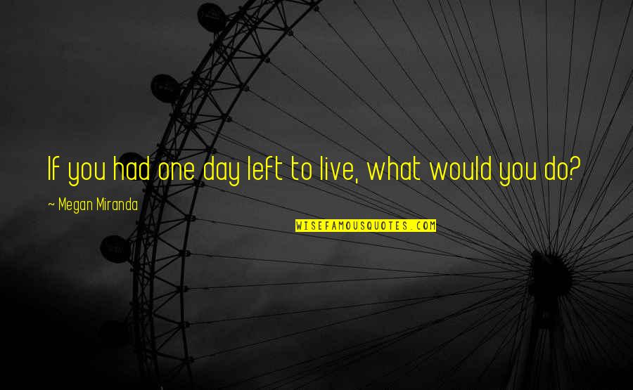 Beadily Quotes By Megan Miranda: If you had one day left to live,