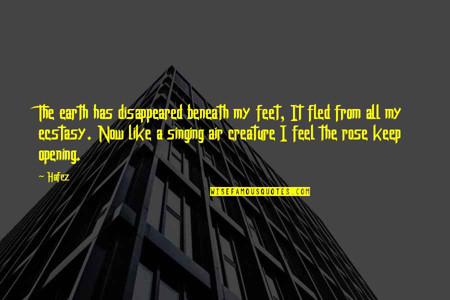 Beam And Block Quotes By Hafez: The earth has disappeared beneath my feet, It