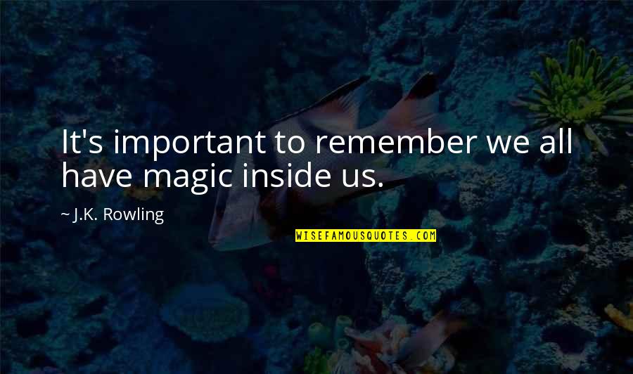 Beanland Rifles Quotes By J.K. Rowling: It's important to remember we all have magic