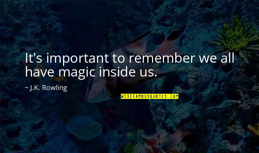 Beanland Rifles Quotes By J.K. Rowling: It's important to remember we all have magic Beanland Rifles Quotes By J.K. Rowling: It's important to remember we all have magic