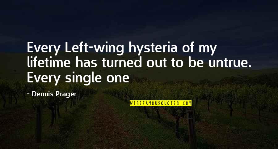 Beary The Bear Quotes By Dennis Prager: Every Left-wing hysteria of my lifetime has turned