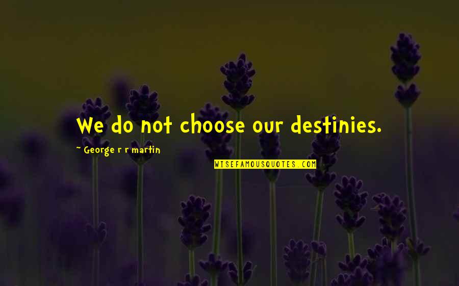 Beasthood Quotes By George R R Martin: We do not choose our destinies.