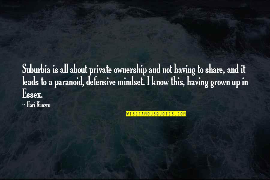 Beat The Bushes Quotes By Hari Kunzru: Suburbia is all about private ownership and not