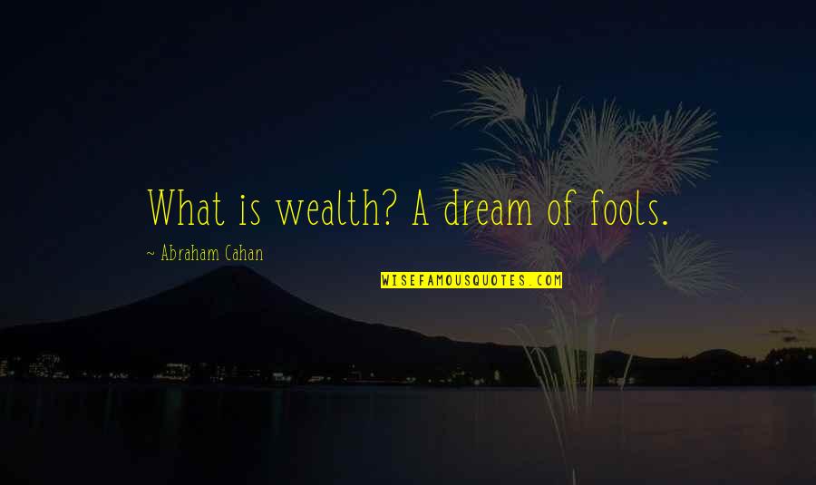 Beat The Streak Quotes By Abraham Cahan: What is wealth? A dream of fools.