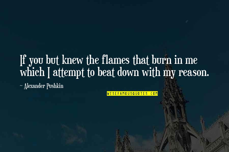 Beat You Down Quotes By Alexander Pushkin: If you but knew the flames that burn
